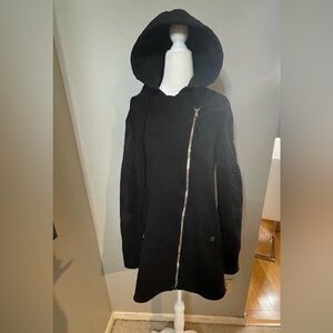 MICHAEL Michael Kors Black Asymmetrical Jacket with Hood, 1X